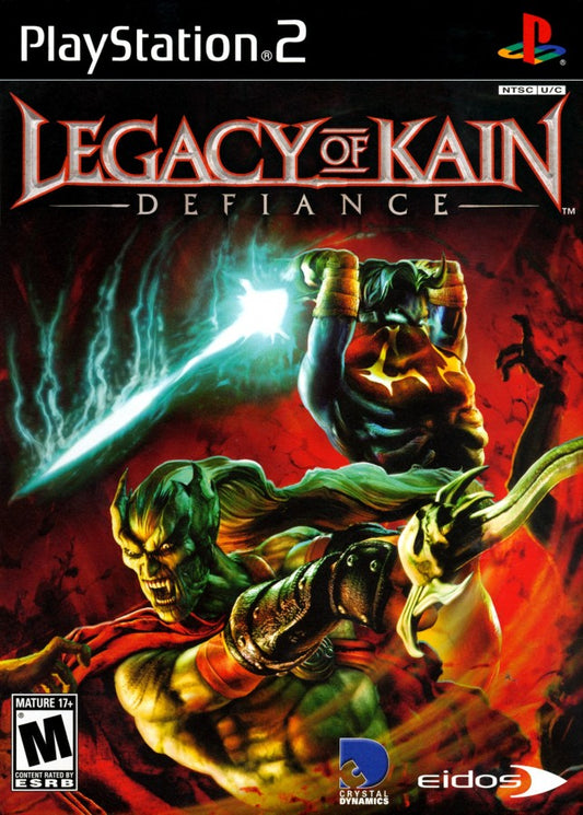 Legacy of Kain Defiance PS2 Sony PlayStation 2 action adventure hack and slash gothic vampire story Raziel Kain combat puzzles dark fantasy narrative Crystal Dynamics retro gaming PlayStation 2 software video game title cover art