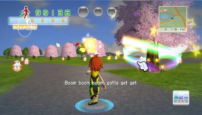 Walk It Out gameplay for Nintendo Wii (Wii) featuring rhythm‑based walking gameplay across a vibrant virtual city, unlocking new areas, music tracks, and interactive environments as you step in time.
