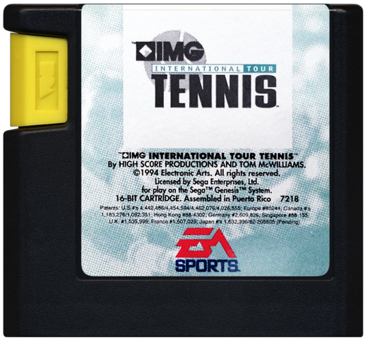 IMG International Tour Tennis cartridge for Sega Genesis (GEN) video game