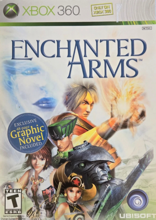 Enchanted Arms Xbox 360 for retro video game enthusiasts featuring fantasy role playing gameplay turn based combat strategic party building magical golem companions expansive world exploration character progression systems and immersive JRPG gaming experience and collectible gaming appeal cover A