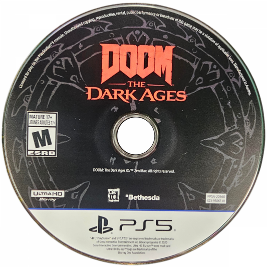 DOOM The Dark Ages PlayStation 5 PS5 for first person shooter video game fans featuring brutal demon combat medieval dark fantasy environments powerful weapons heavy armor shield combat chainsaw action intense boss battles cinematic campaign missions and fast paced demon slaying gameplay collectible gaming appeal game disc