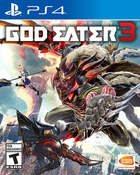 God Eater 3 PlayStation 4 action hunting RPG anime apocalypse Aragami monsters custom God Arc co-op multiplayer missions character creation Bandai Namco cover art