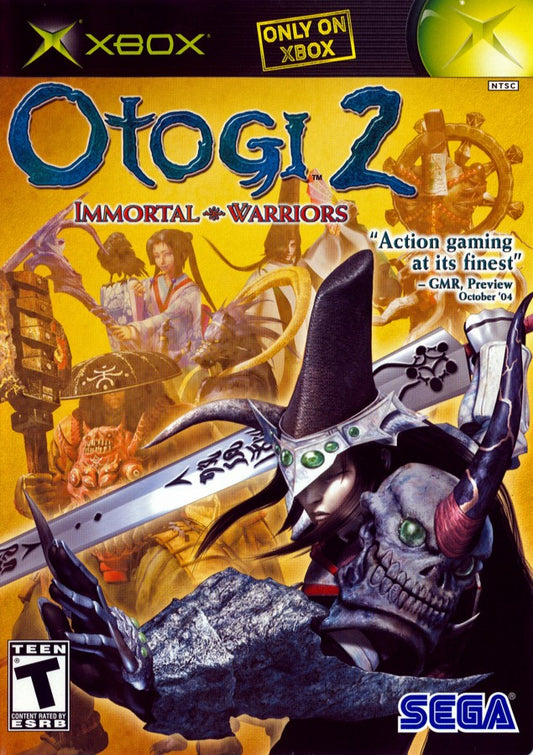 Otogi 2: Immortal Warriors retro Xbox video game Otogi 2 Immortal Warriors action hack and slash demon combat mythological fantasy melee fighting fast paced third person gameplay console title Xbox release cover art