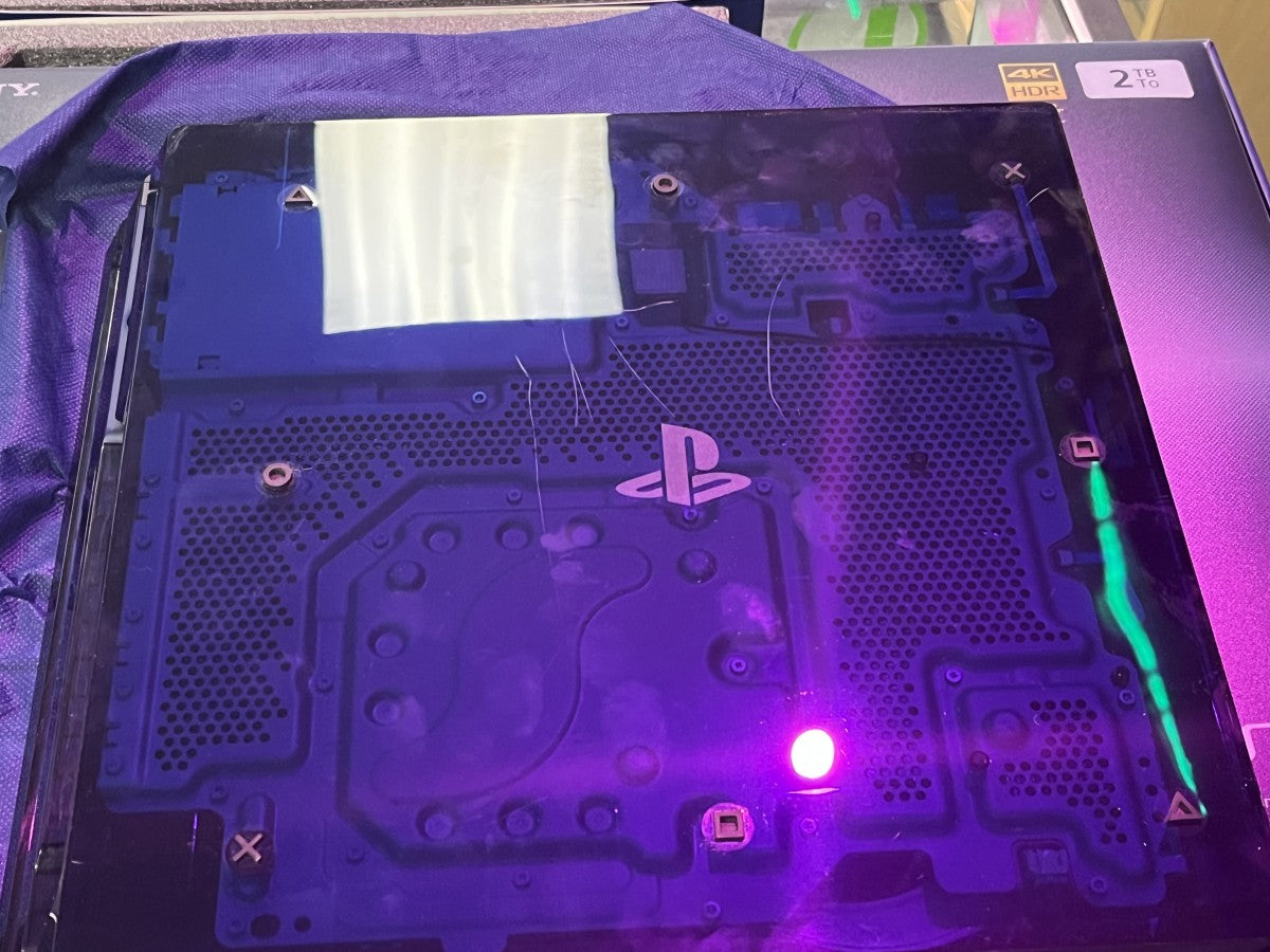 PS4 2TB 500 Million Limited Edition In Box Good Condition PlayStation 4 PS4 gaming console featuring 2TB hard drive storage limited 500 million edition translucent blue design matching DualShock 4 controller PlayStation gaming performance in box condition collectible Sony hardware and gaming collector appeal opened box 