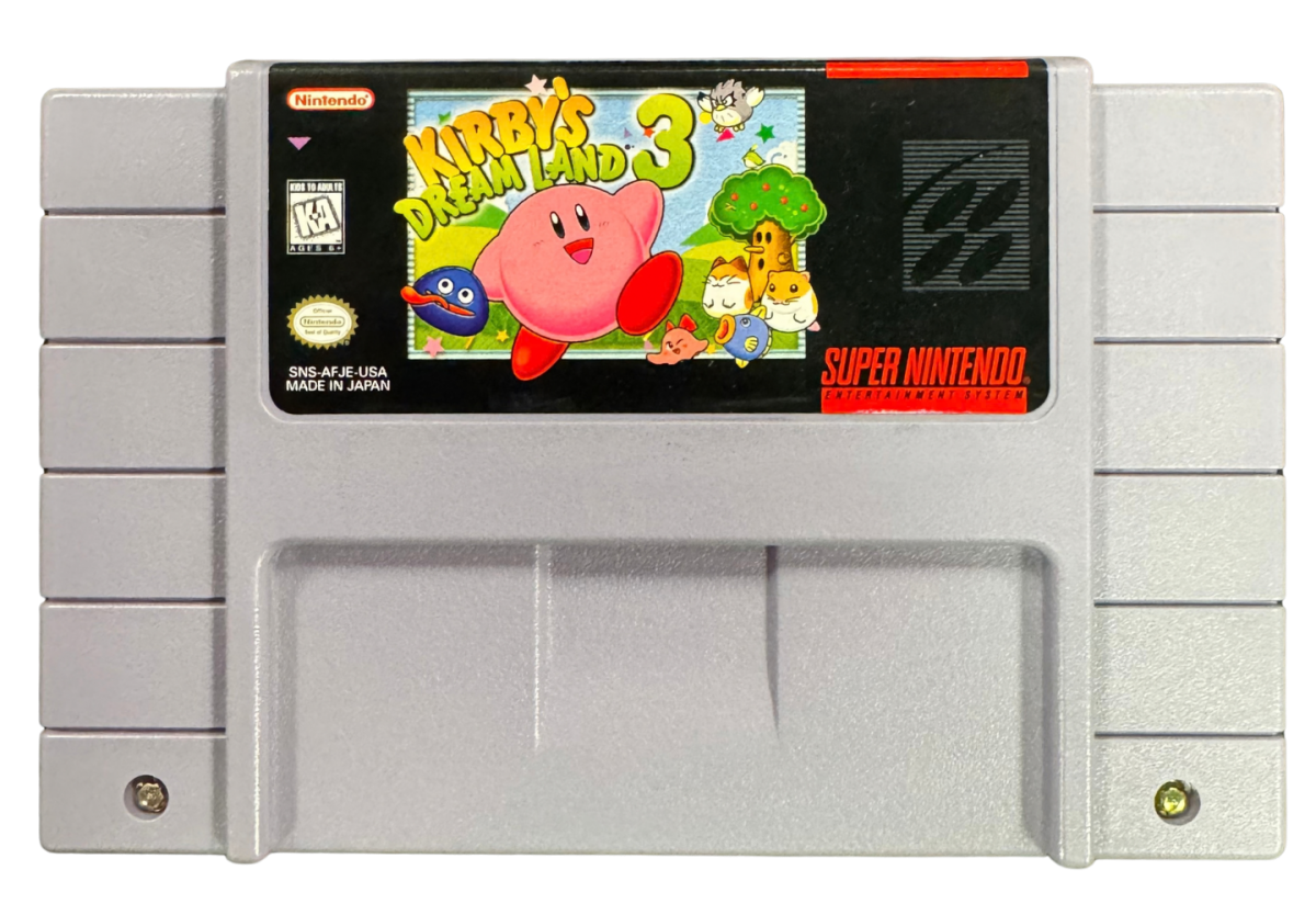 Kirby's Dream Land 3 Game Only Super Nintendo Entertainment System SNES video game featuring Kirby platforming adventure gameplay copy abilities enemy encounters colorful levels partner characters puzzle solving boss battles and classic 16 bit Nintendo gameplay retro video game collection collectible gaming appeal front cartridge
