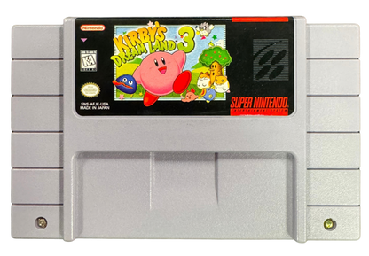 Kirby's Dream Land 3 Game Only Super Nintendo Entertainment System SNES video game featuring Kirby platforming adventure gameplay copy abilities enemy encounters colorful levels partner characters puzzle solving boss battles and classic 16 bit Nintendo gameplay retro video game collection collectible gaming appeal front cartridge