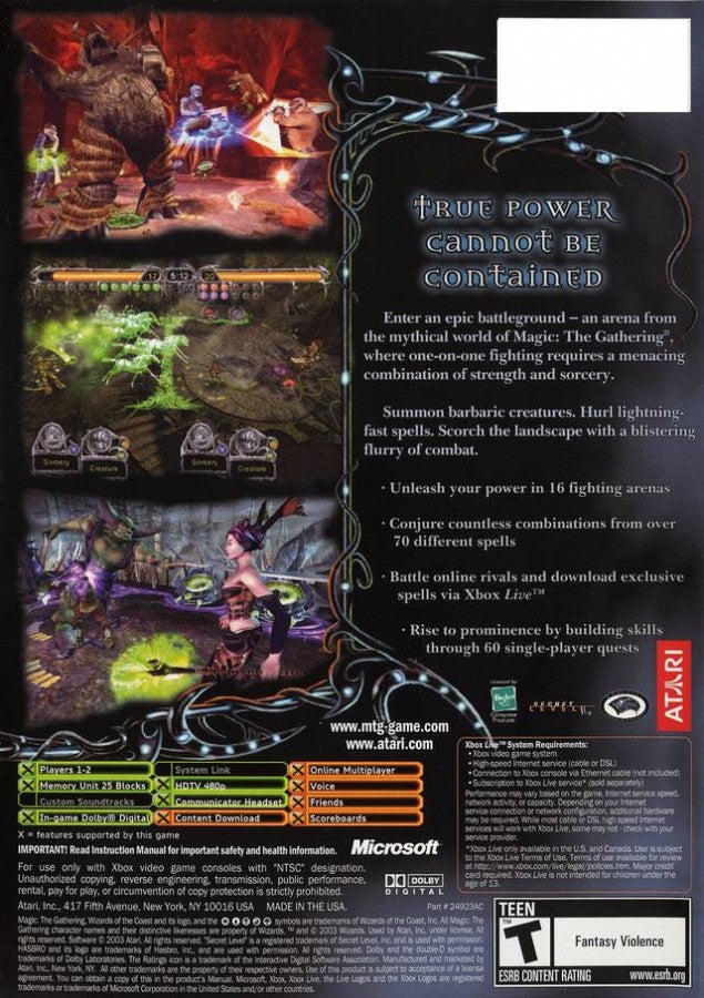 Magic the Gathering: Battlegrounds – Xbox (XBOX) Back Cover Box Art for this Xbox Video Game