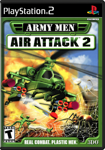Army Men Air Attack 2 PS2 game for PlayStation 2 featuring helicopter arcade combat action cover art