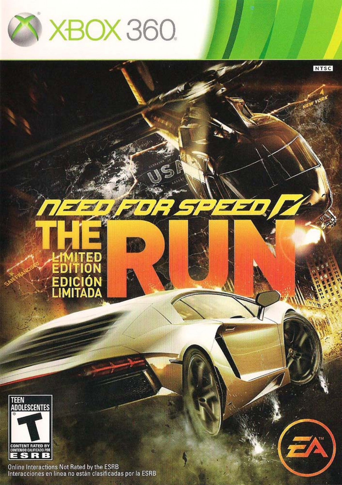 Need for Speed The Run Limited Edition Xbox 360 for racing video game fans featuring high speed cross country racing cinematic storyline exotic sports cars intense police chases vehicle customization quick time events multiplayer competition adrenaline fueled driving action collectible gaming appeal front cover art
