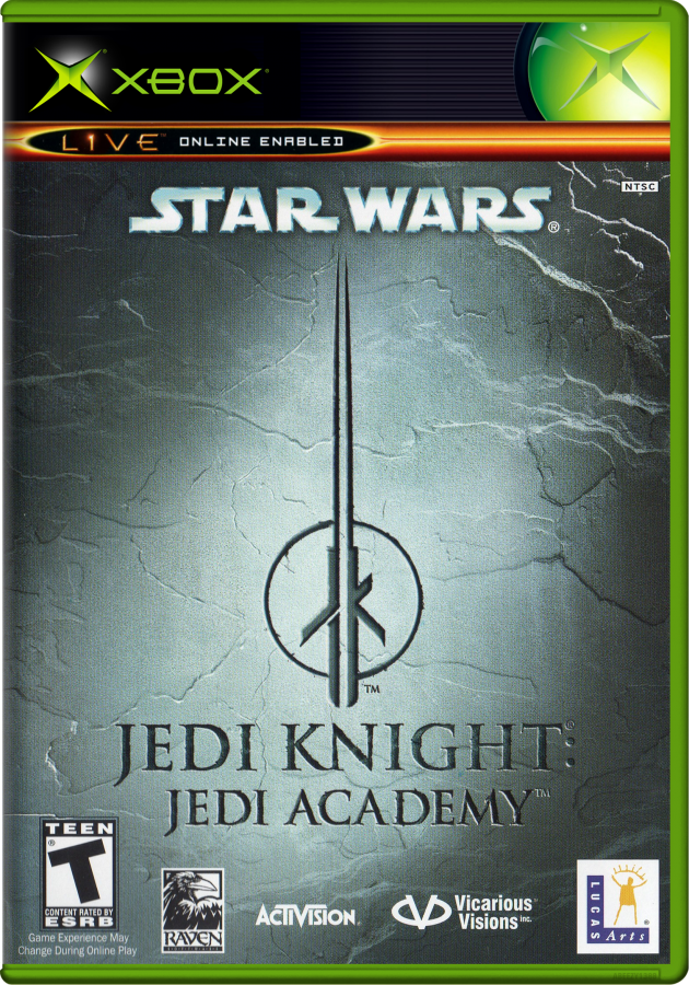 Star Wars Jedi Knight Jedi Academy for Xbox (Xbox), cover art action adventure video game.