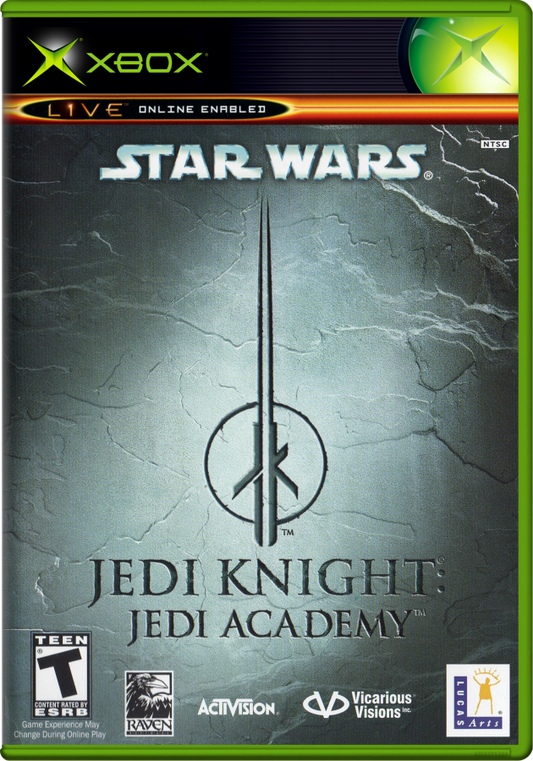 Star Wars Jedi Knight Jedi Academy for Xbox (Xbox), cover art action adventure video game.