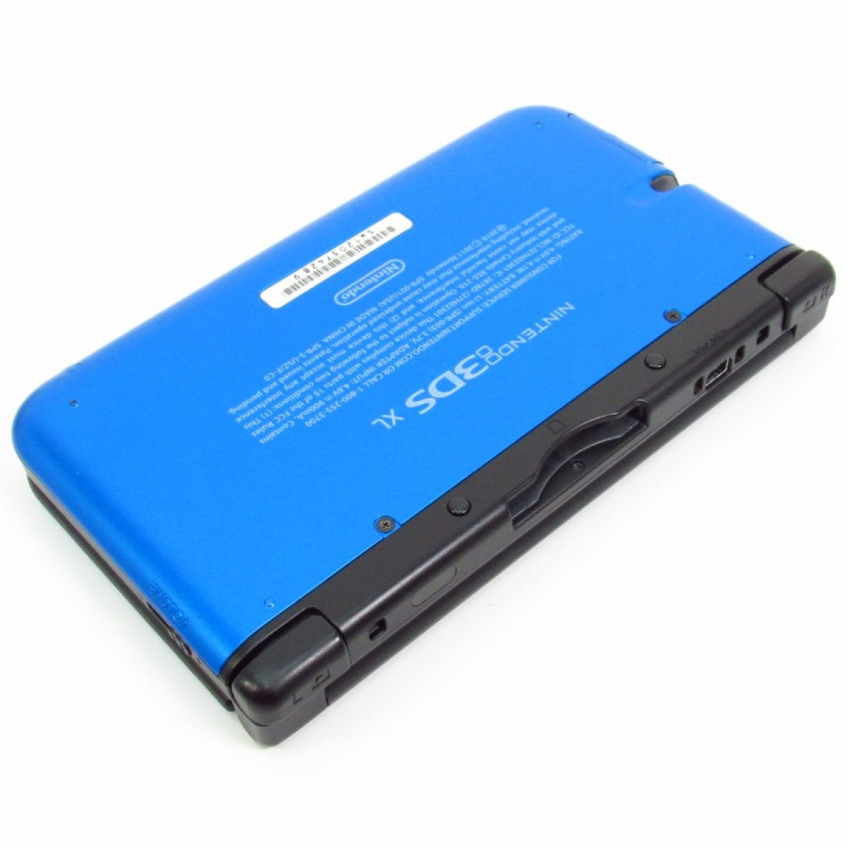 Nintendo 3DS XL Console (3DS) [Midnight Blue] in good condition featuring the larger screen version of the handheld with glasses free 3D a clamshell design and built in access to the 3DS library; includes the midnight blue system with overall good cosmetic condition and solid portable play experience bottom