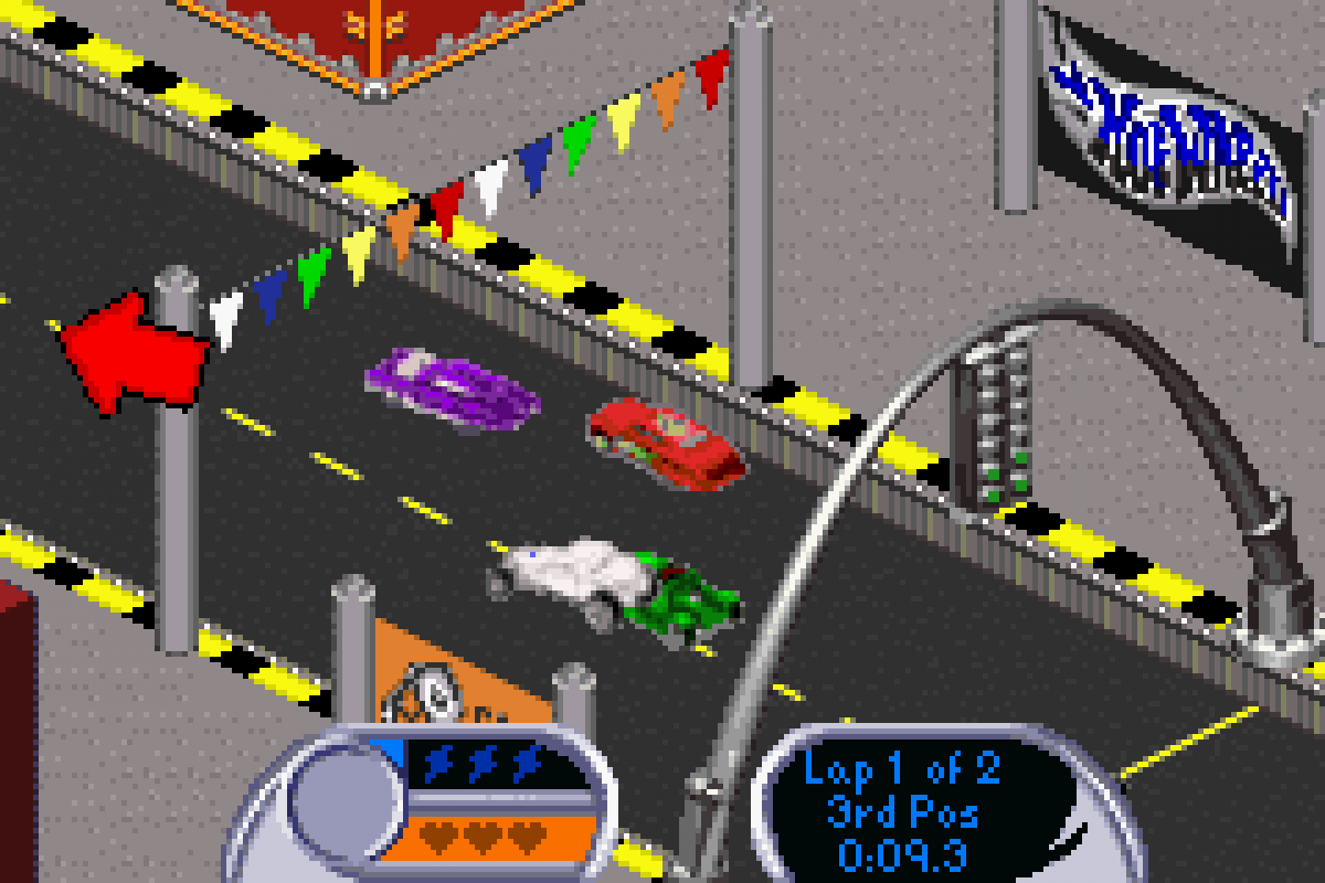 Hot Wheels Velocity X Game Boy Advance GBA video game, racing action, stunt and vehicle gameplay, handheld console title gameplay 