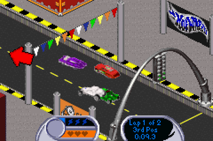 Hot Wheels Velocity X Game Boy Advance GBA video game, racing action, stunt and vehicle gameplay, handheld console title gameplay 