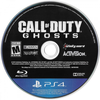 Call of Duty: Ghosts disc for PlayStation 4 (PS4) first-person shooter video game