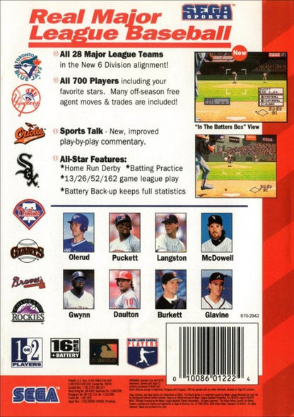 World Series Baseball 98 back cover art for Sega Genesis (GEN) video game