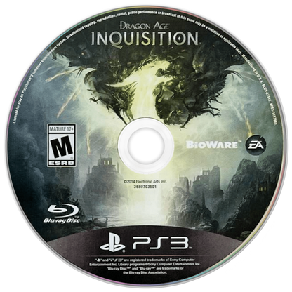 Dragon Age Inquisition PS3 fantasy RPG game for PlayStation 3 disc
