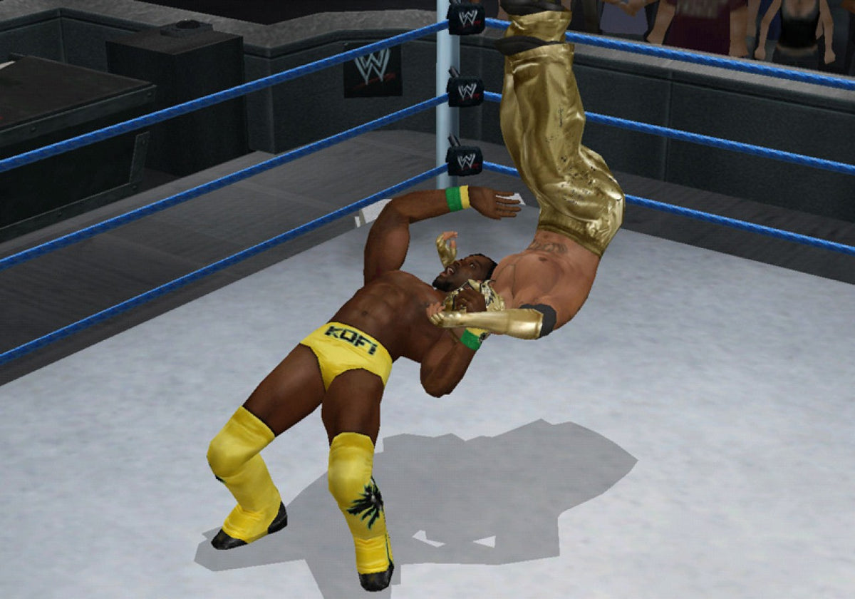 WWE SmackDown vs Raw 2010 PlayStation 2 PS2 video game featuring professional wrestling gameplay WWE superstars signature moves championship matches wrestling rivalries Road to WrestleMania story mode create a superstar character customization career challenges multiplayer matches and classic PlayStation 2 sports entertainment action retro video game collection collectible gaming appeal gameplay