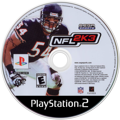 NFL 2K3 retro PlayStation 2 video game NFL 2K3 football sports simulation realistic gameplay NFL teams multiplayer franchise mode console title PlayStation 2 release disc