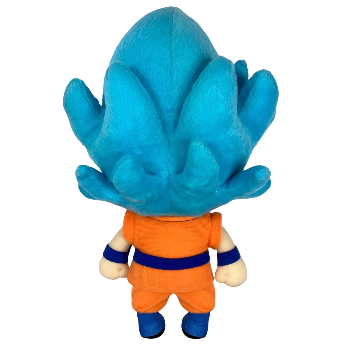 Super Saiyan God Goku 11 Inch Plush inspired design featuring collectible anime character plush aesthetic vibrant red hair transformation soft detailed craftsmanship Dragon Ball hero styling cuddly display piece and fan favorite collectible presentation back  