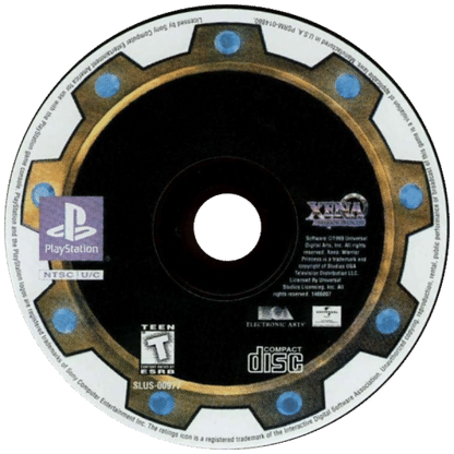 Xena: Warrior Princess disc for PlayStation 1 (PS1) action-adventure video game