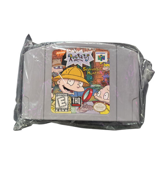 Rugrats Scavenger Hunt CIB complete in box party board style game featuring Rugrats characters mini games multiplayer challenges and Nickelodeon themed gameplay cartridge