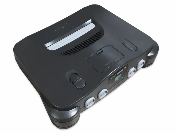 Nintendo 64 Console home video game console 64 bit system cartridge based gaming hardware four controller ports classic retro Nintendo system top view of console