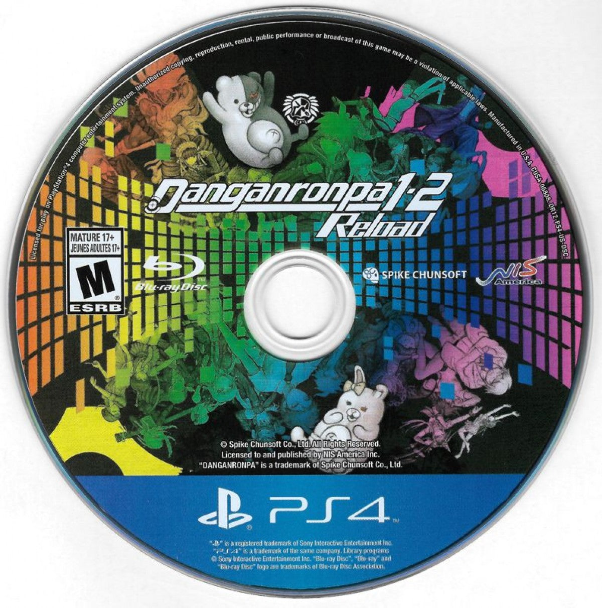 Danganronpa 1-2 Reload – PlayStation 4 (PS4) video game disc, mystery visual novel by Spike Chunsoft