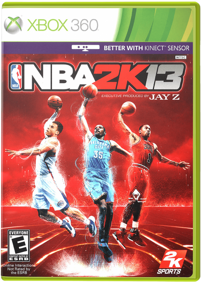 NBA 2K13 for Xbox 360 basketball sports video game featuring realistic NBA simulation official teams and players immersive MyCareer mode competitive multiplayer and authentic broadcast style presentation cover
