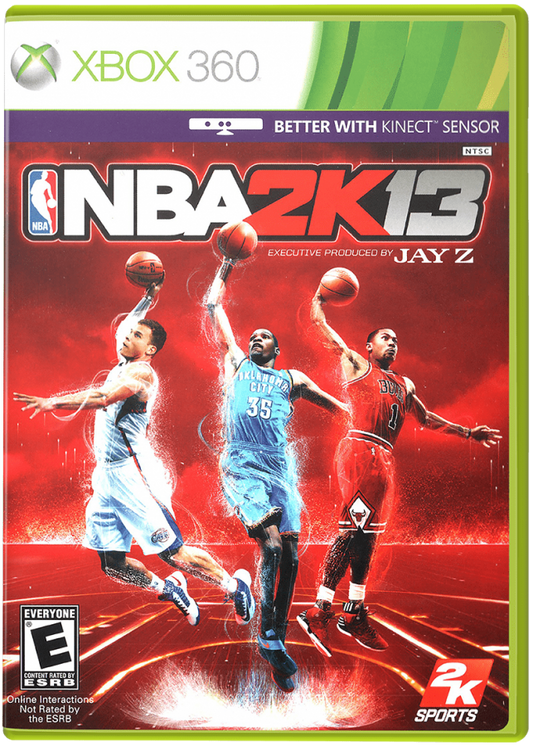 NBA 2K13 for Xbox 360 basketball sports video game featuring realistic NBA simulation official teams and players immersive MyCareer mode competitive multiplayer and authentic broadcast style presentation cover