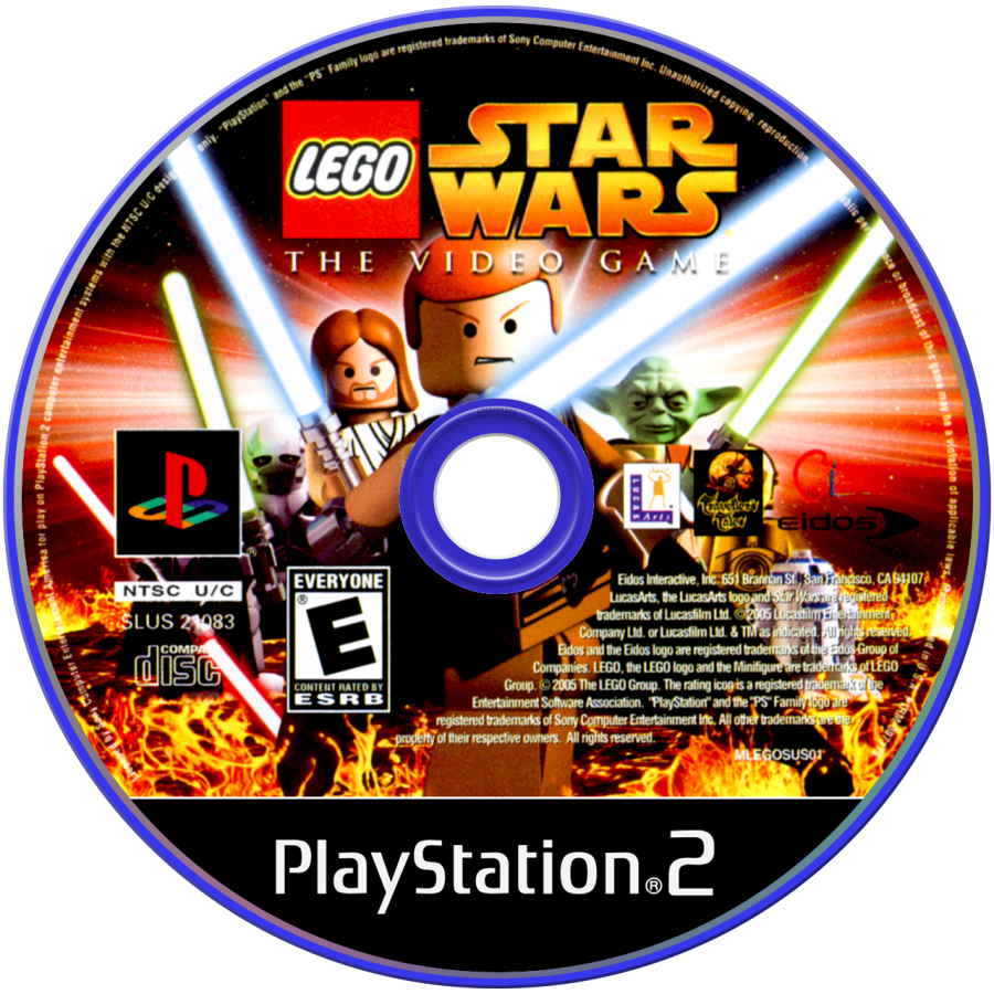 LEGO Star Wars disc cover art for PlayStation 2 video game. 