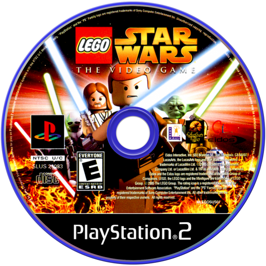 LEGO Star Wars disc cover art for PlayStation 2 video game. 