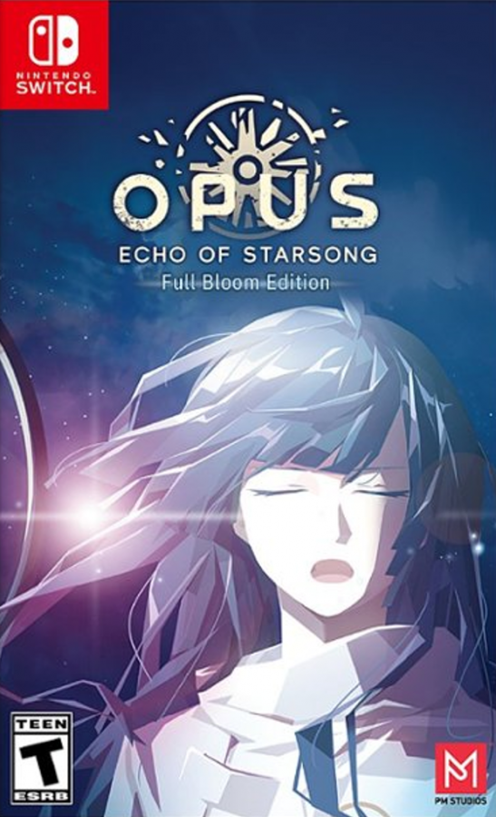 OPUS Echo of Starsong Full Bloom Edition Nintendo Switch inspired design featuring emotional narrative adventure aesthetic space opera storytelling asteroid belt exploration character driven journey poetic sci fi atmosphere resource light gameplay immersive visual novel style presentation cover art