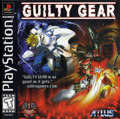 retro Guilty Gear PlayStation PS1 cover art collectible anime fighting game by Arc System Works authentic classic retro gaming title featuring fast paced arcade combat and iconic 2D battles cover art