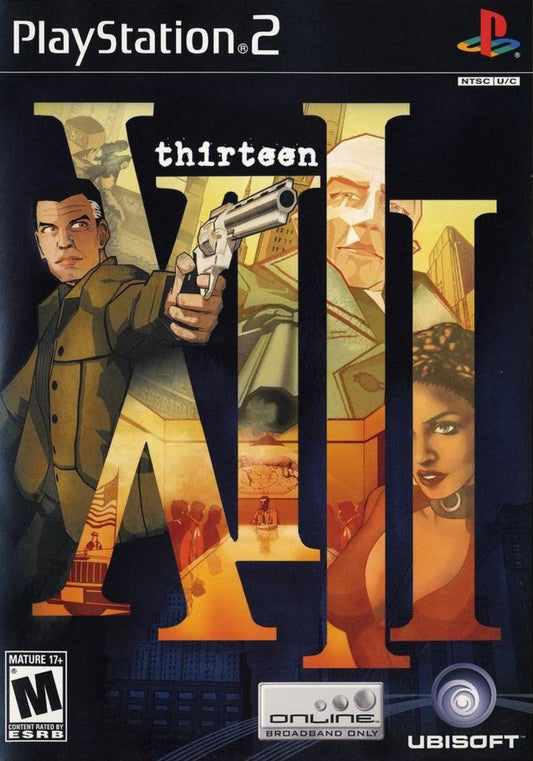 XIII PlayStation 2 PS2 for first person shooter video game fans featuring cel shaded comic book visuals espionage storyline stealth action intense gunfights conspiracy mystery multiplayer modes cinematic storytelling unique graphic novel presentation collectible gaming appeal front cover art