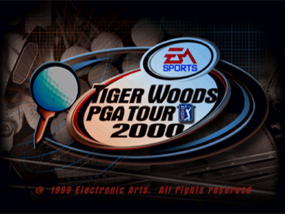 Tiger Woods 2000 start screen for PlayStation 1 (PS1) golf sports video game
