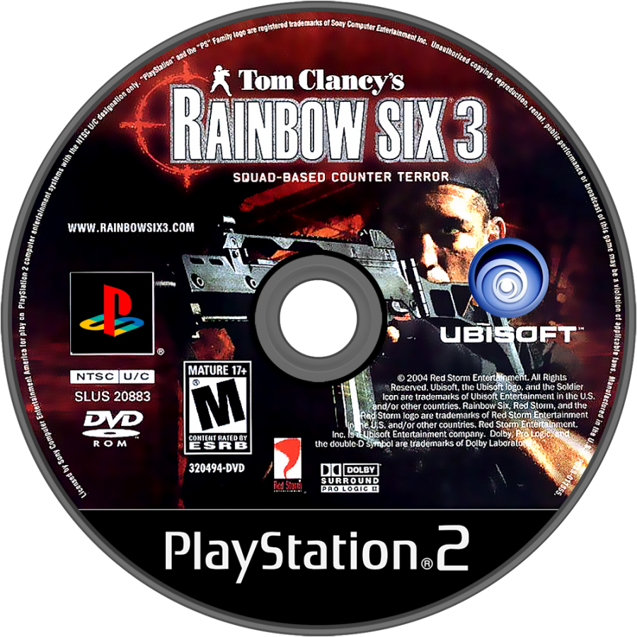 Tom Clancy's Rainbow Six 3 – PlayStation 2 (PS2) video game disc, tactical shooter.