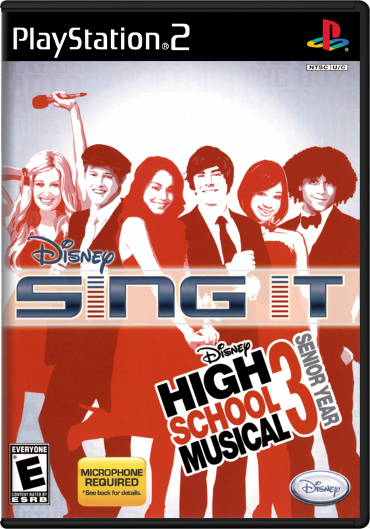 Disney Sing It: High School Musical 3: Senior Year cover art for PlayStation 2 (PS2) karaoke music rhythm video game based on High School Musical 3: Senior Year