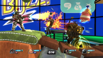 PlayStation All-Stars Battle Royale for PlayStation Vita (PSV) at Gamers INC, featuring the ultimate cross-over fighter where you battle as iconic characters like Kratos, Nathan Drake, and Sly Cooper through dynamic arenas that mash up Sony’s most famous franchises, with unique Super Attacks and cross-play compatibility for handheld brawling on the go gameplay 