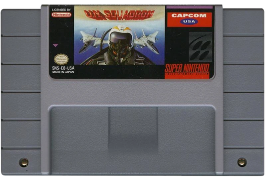 UN Squadron Super Nintendo Entertainment System SNES side-scrolling shoot em up arcade port video game based on Area 88 manga three selectable fighter jets weapons shop money system multiple stages branching paths Capcom classic cartridge