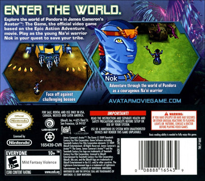 Avatar: The Game back of case for Nintendo DS (DS) action adventure video game