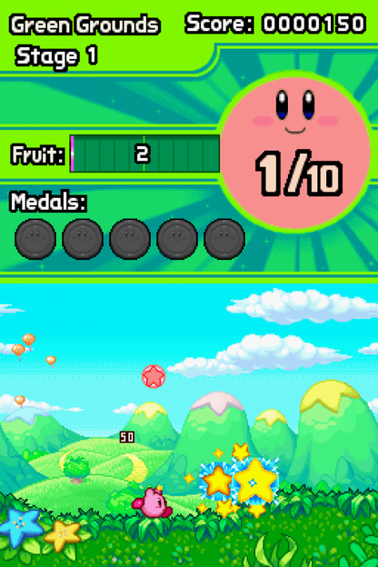 Kirby Mass Attack for Nintendo DS action platformer puzzle game featuring multiple Kirby characters touch screen controls colorful levels and creative gameplay mechanics gameplay