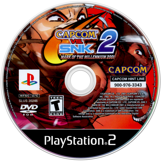 Capcom vs. SNK 2 for PlayStation 2 with crossover 2D fighting arcade theme disc