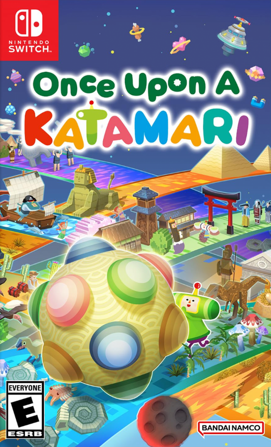 Once Upon A Katamari Nintendo Switch whimsical rolling puzzle adventure game fairy tale theme rolling up objects to restore stories creative gameplay King of All Cosmos colorful worlds cover art
