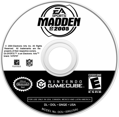 Madden NFL 2005 disc for GameCube (GC) sports football video game