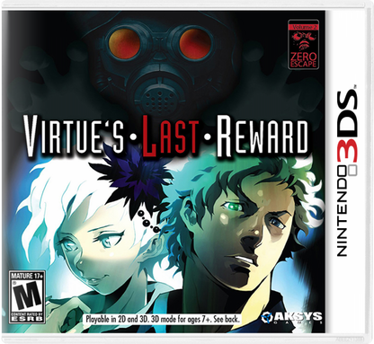 Zero Escape: Virtue’s Last Reward cover art for Nintendo 3DS (3DS) visual novel adventure video game