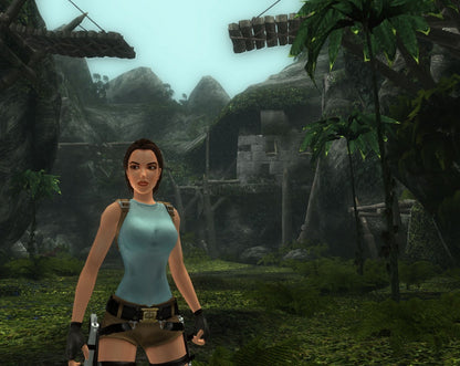 Tomb Raider Anniversary PS2 Sony PlayStation 2 action adventure game Lara Croft platforming puzzle solving exploration remake classic Tomb Raider Core Design Crystal Dynamics third person adventure PlayStation 2 software video game title gameplay