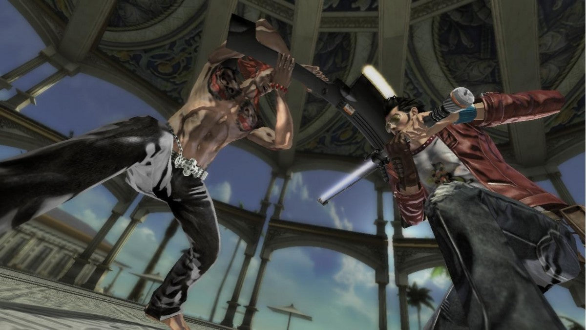 No More Heroes Heroes’ Paradise gameplay for PlayStation 3 game featuring stylized hack-and-slash action and over-the-top combat gameplay 