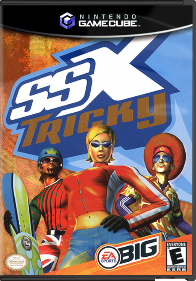 SSX Tricky GameCube game featuring fast-paced arcade snowboarding gameplay and over-the-top trick action front cover