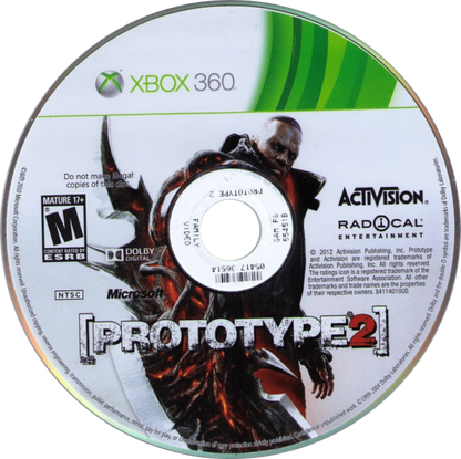 Prototype 2 disc for Xbox 360 (X360) open-world action-adventure video game